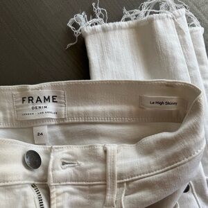 FRAME le high skinny jeans with cutoff hem
